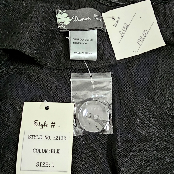 DAMEE INC Black Mesh Embroidered Floral on Mesh Jacket Cardigan Jacket Large - Picture 9 of 9